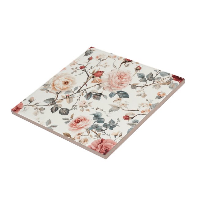 Baldosas De Cerámica De Rosa Floral Para El Suelo  (Lado)