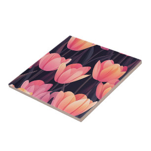 Baldosas De Cerámica De Tulipanes Clásicas Para El