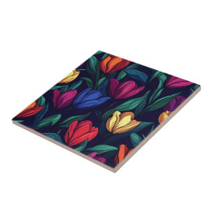 Baldosas De Cerámica De Tulipanes Decorativas De m