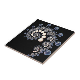 Baldosas de cerámica marfil y perla azul