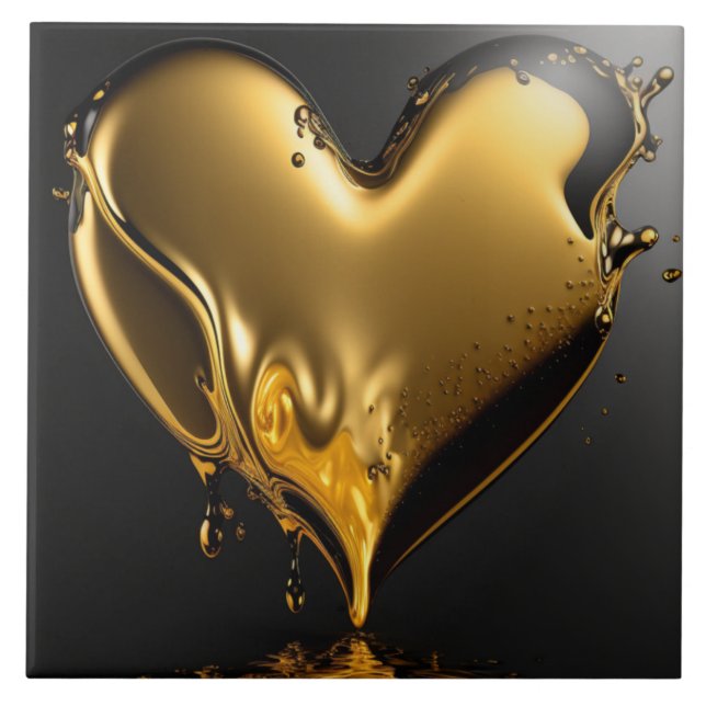 Baldosas de cerámica moderna de corazón dorado (Frente)