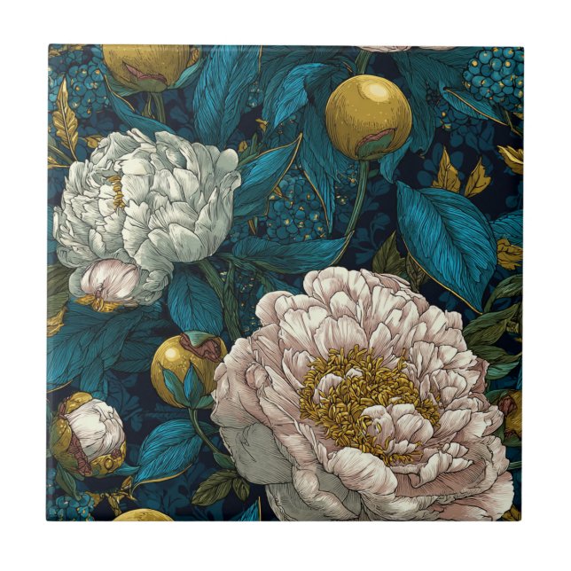 Baldosas De Cerámica Peonies Modernas Para El Suel (Frente)