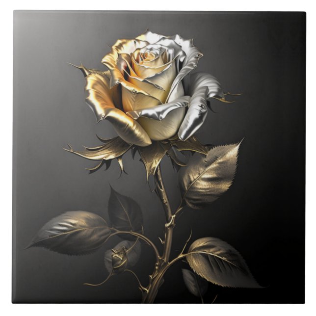 Baldosas de cerámica rosa de oro y plata (Frente)