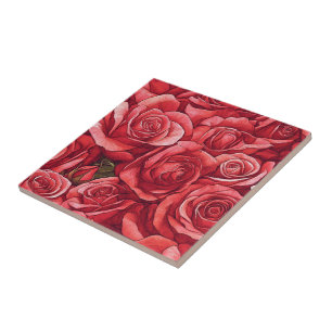 Baldosas De Cerámica Rosa Floral Clásica Para El B