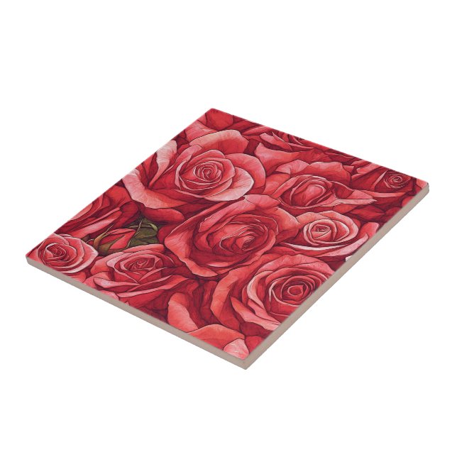 Baldosas De Cerámica Rosa Floral Clásica Para El B (Lado)