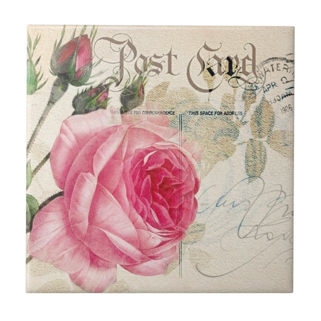 Baldosas de cerámica rosa rosa franco-postal (Frente)