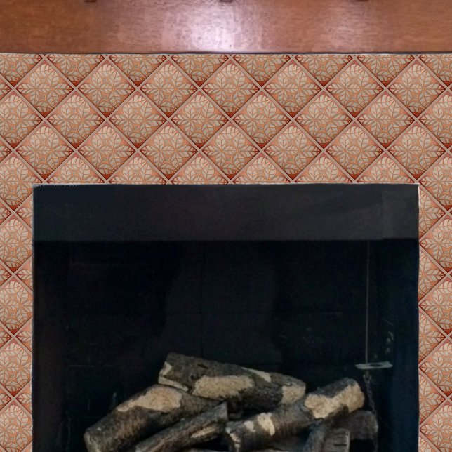 Baldosas de cocina, cobre y pizarra (Slate and copper ovate leaf tile on a fireplace)