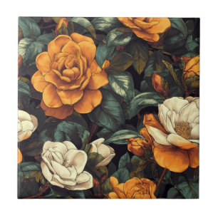 Baldosas de Gardenias Retro de Moda para Pared de