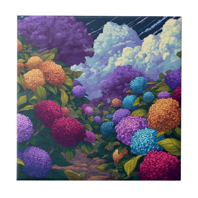 Baldosas De Hidrangeas Florales De Guay Para Baño  (Frente)