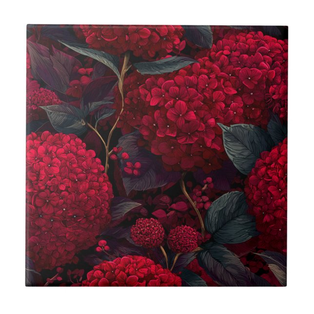 Baldosas De Hidrángulos Florales Negrita Para El S (Frente)