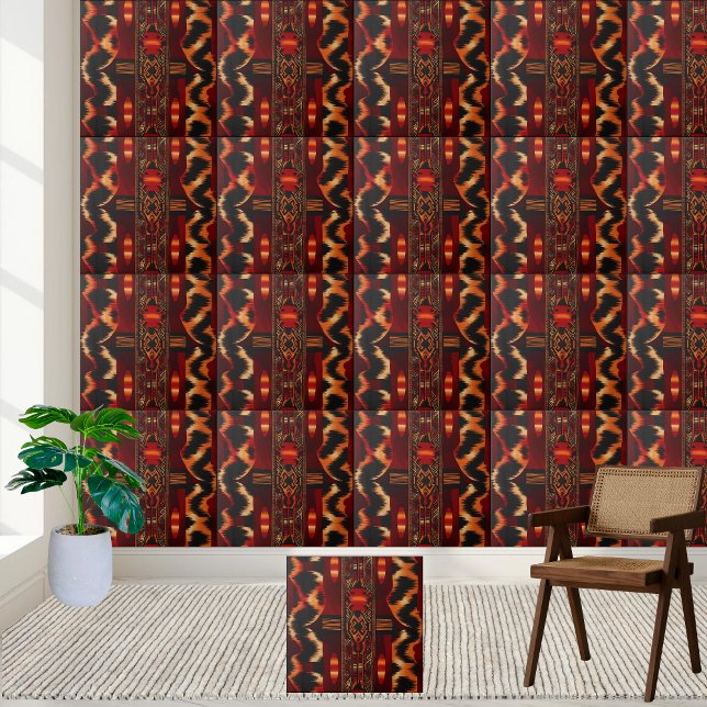 Baldosas de motivos africanos con tonos cálidos (Warm Toned African Inspired Pattern Tile)