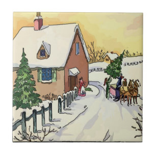 Baldosas de nieve navideña vintage