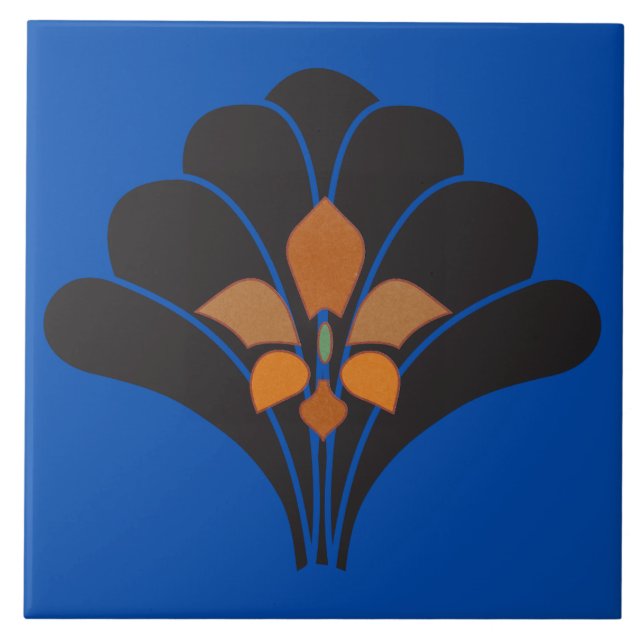 Baldosas de pared azul - mosaico art deco (Frente)