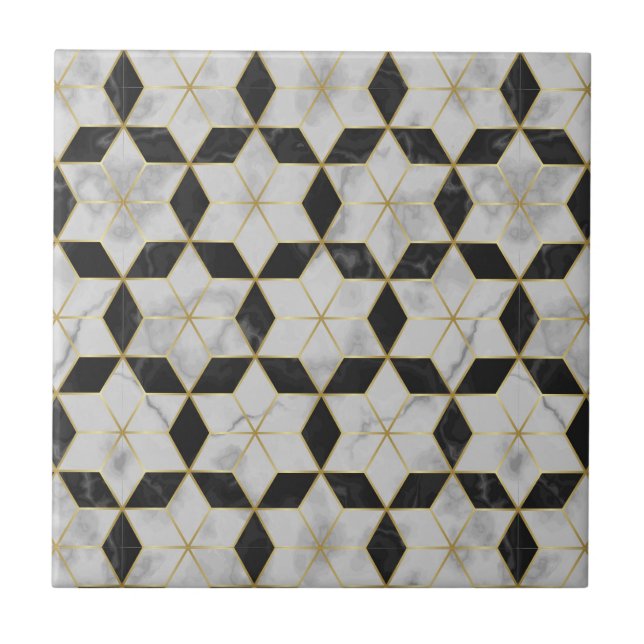 Baldosas de pared de baño en negro y oro (Frente)
