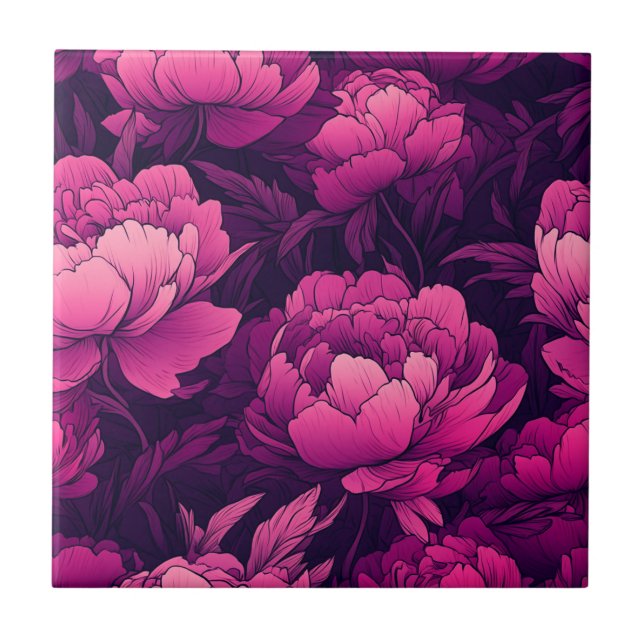 Baldosas de Peonies de diseño interior único (Frente)