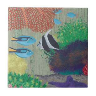 Baldosas de pintura de peces tropicales coloridos