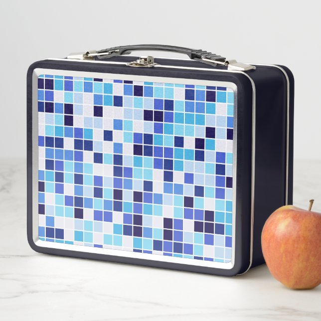 Baldosas de piscina, mosaicos azules, patrón geomé (In situ)