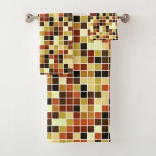 Baldosas de piscina, mosaicos marrones, patrón geo