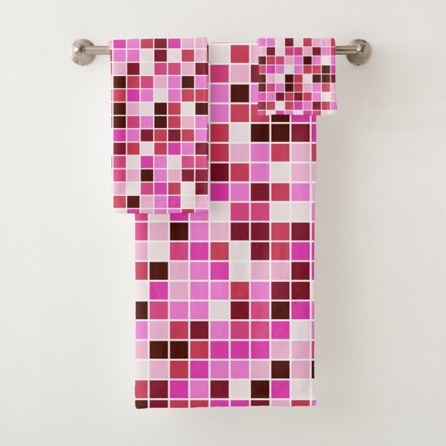 Baldosas de piscina, mosaicos rosados, patrón geom (In situ)