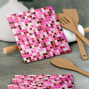 Baldosas de piscina, mosaicos rosados, patrón geom