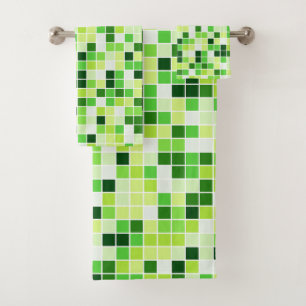 Baldosas de piscina, mosaicos verdes, patrón geomé
