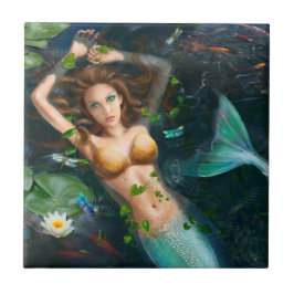 Baldosas de sirena decorativas cerámicas en el lag