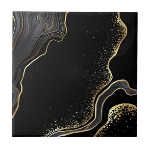 Baldosas de suelo en negro y oro