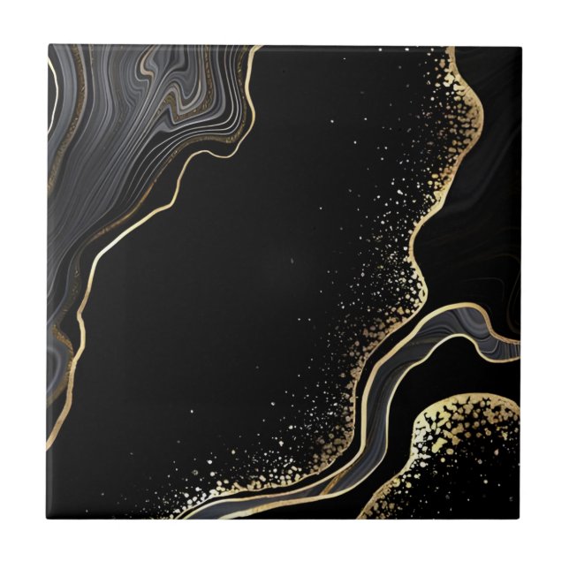 Baldosas de suelo en negro y oro (Frente)