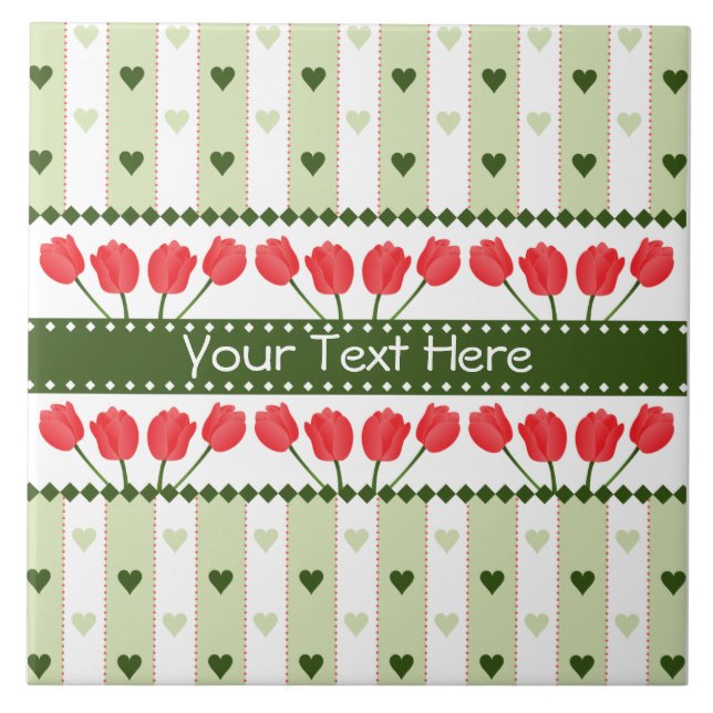 Baldosas de tulipanes y corazones, personalizar (Frente)