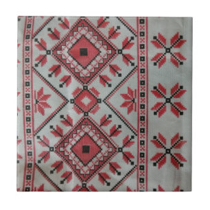 Baldosas decorativas rojo y negro