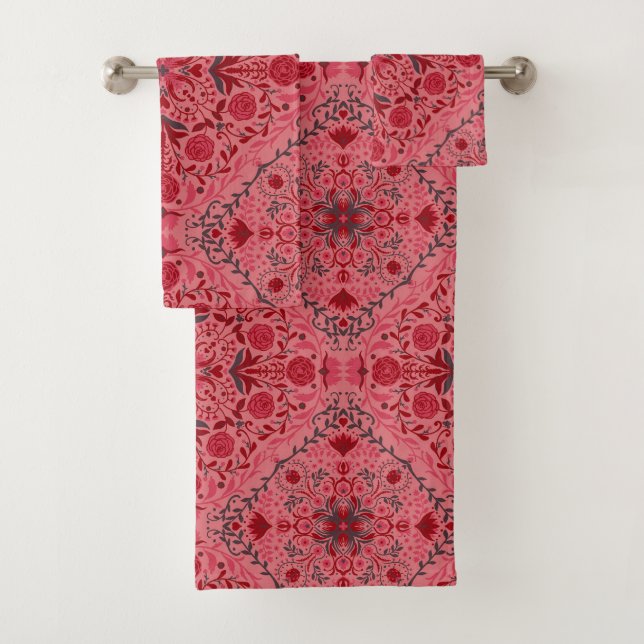 Baldosas florales en rojo y rosa de la sandía (In situ)