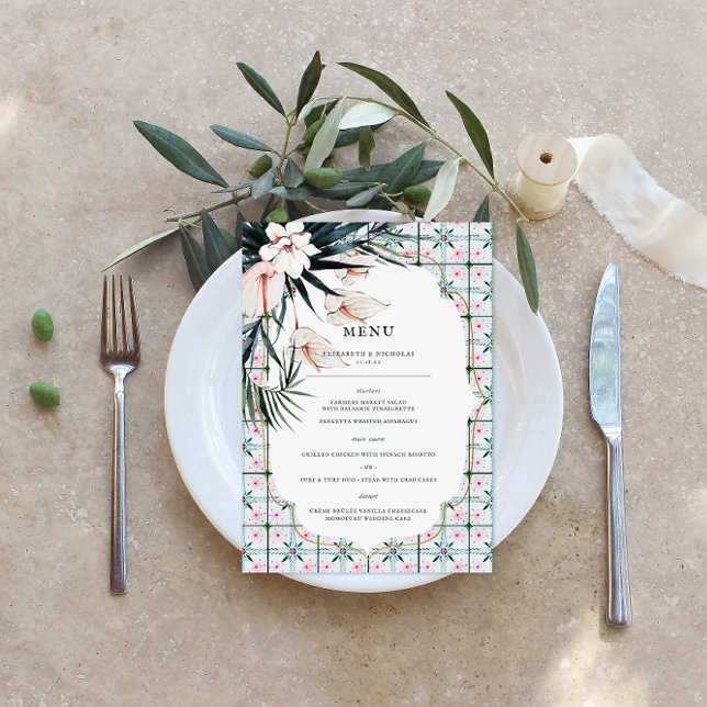 Baldosas florales | Menú Boda tropical marroquí (Subido por el creador)