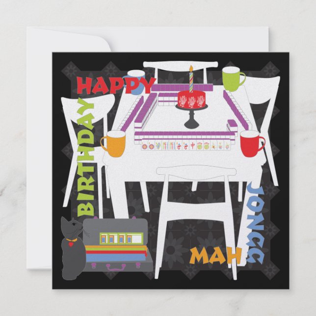 Baldosas Mah Jongg y tarjeta plana de mesa (Anverso)