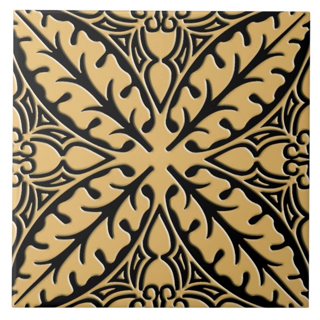 Baldosas marroquíes - bronceado de camello y negro (Frente)