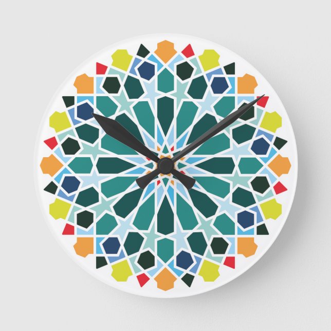 Baldosas marroquíes coloridas Reloj de pared (Anverso)
