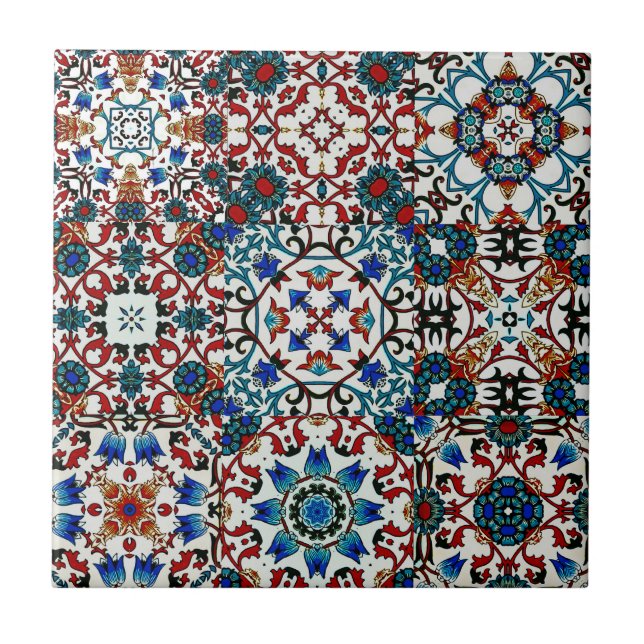 Baldosas marroquíes,mosaico,arte colorido (Frente)