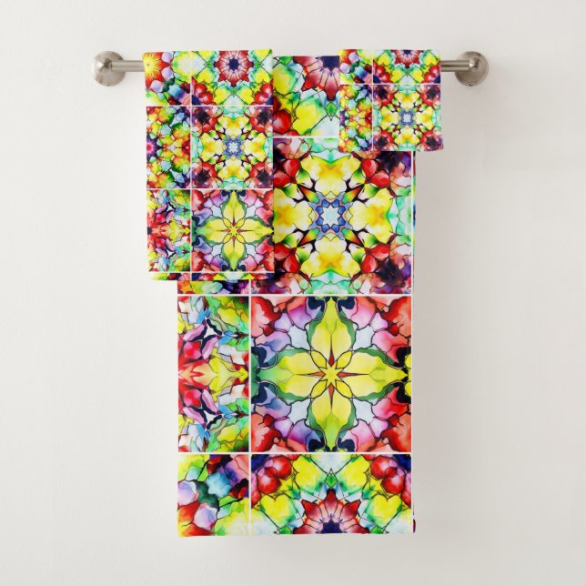 Baldosas mediterráneas, mosaicos de tinta de alcoh (In situ)