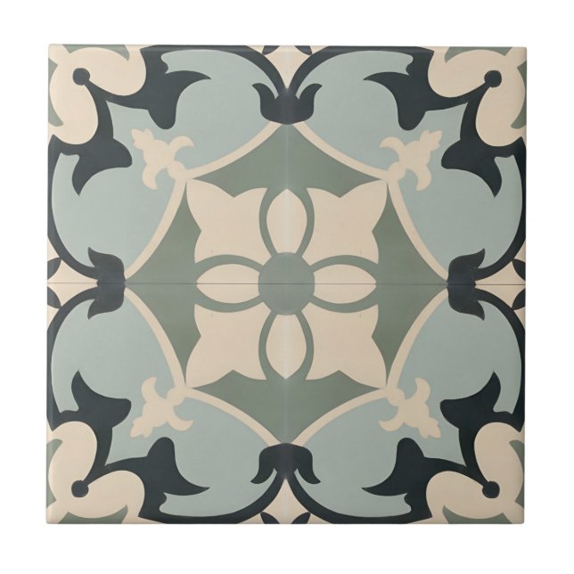 baldosas modernas de motivos florales en portugués (Frente)