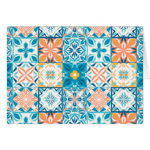 Baldosas orgánicas en azul y naranja