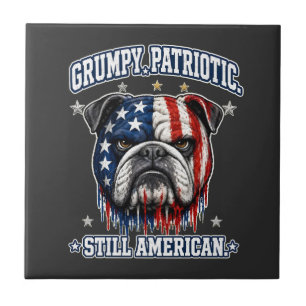 Baldosas Patrióticas Gruñonas de Perro Bulldog del
