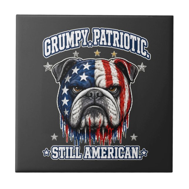 Baldosas Patrióticas Gruñonas de Perro Bulldog del (Frente)
