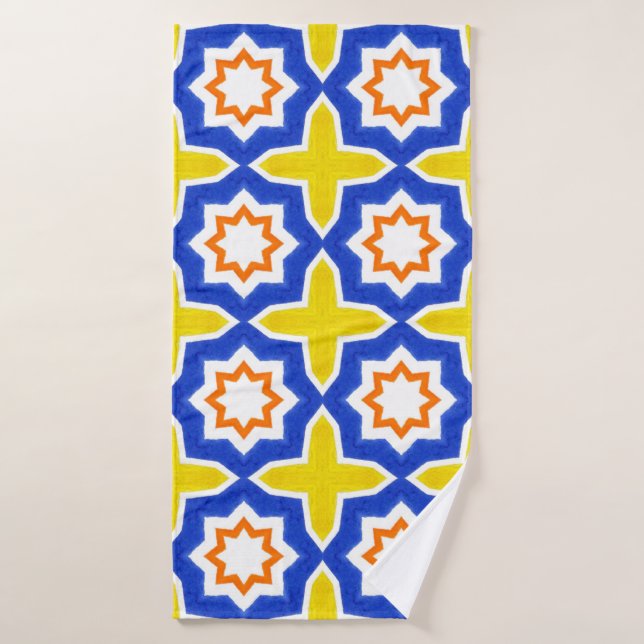Baldosas portuguesas antiguas. Azulejos azules y a (Toalla de baño)