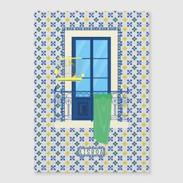 Baldosas portuguesas y balcón con ventana (Anverso)