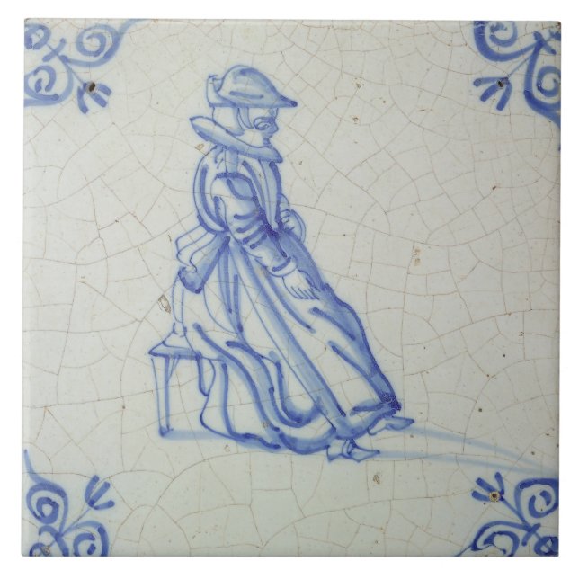 Baldosas Repro Vintage Holandesa azul y blanco Del (Frente)