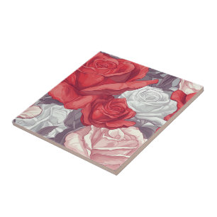 Baldosas Rosas De Estilo Art Nouveau Coloridas Par