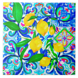 Baldosas sicilianas, limón, mosaico, majólica,