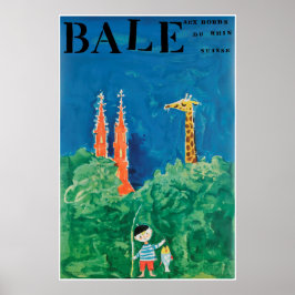 Bâle, au bord du Rhin, Suisse, póster de viaje