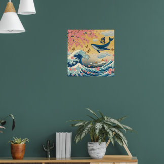 Baleia Celestial entre Cerejeiras – Arte IA