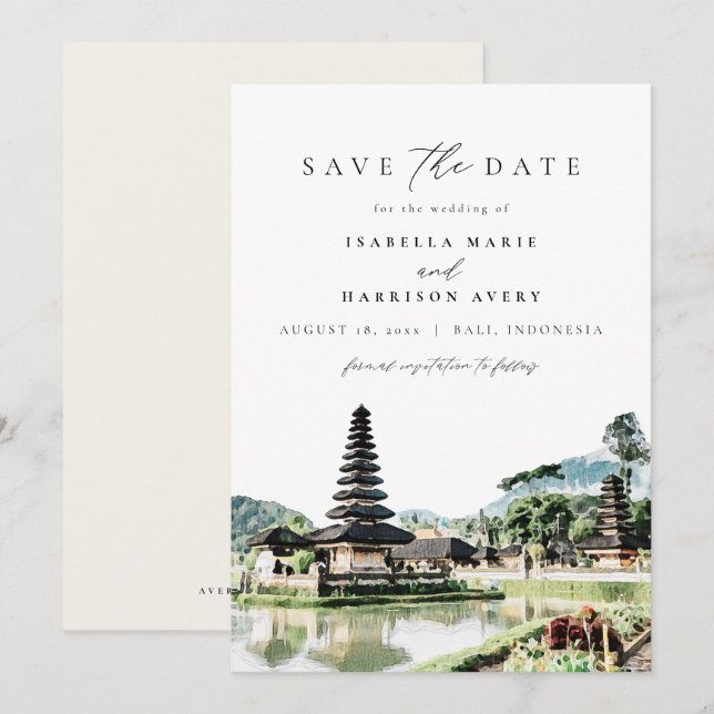 BALI INDONESIA Skyline Wedding Save the Date (Anverso / Reverso)