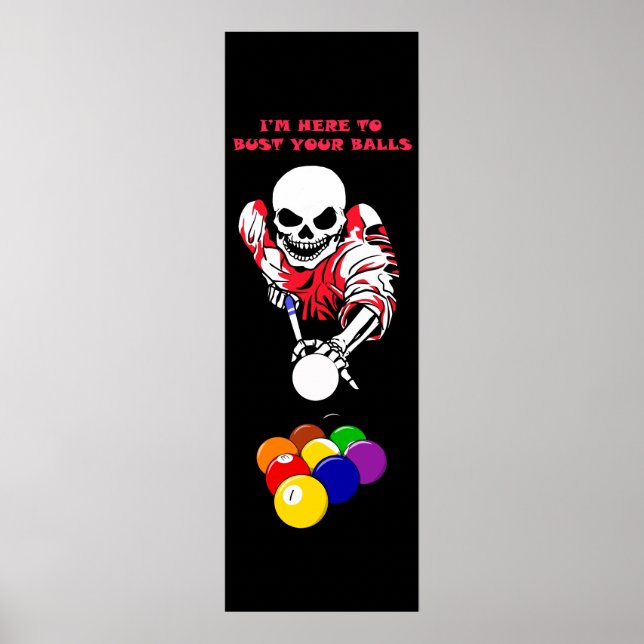 Ball buster Skeleton Pool Billiards arte original (Frente)
